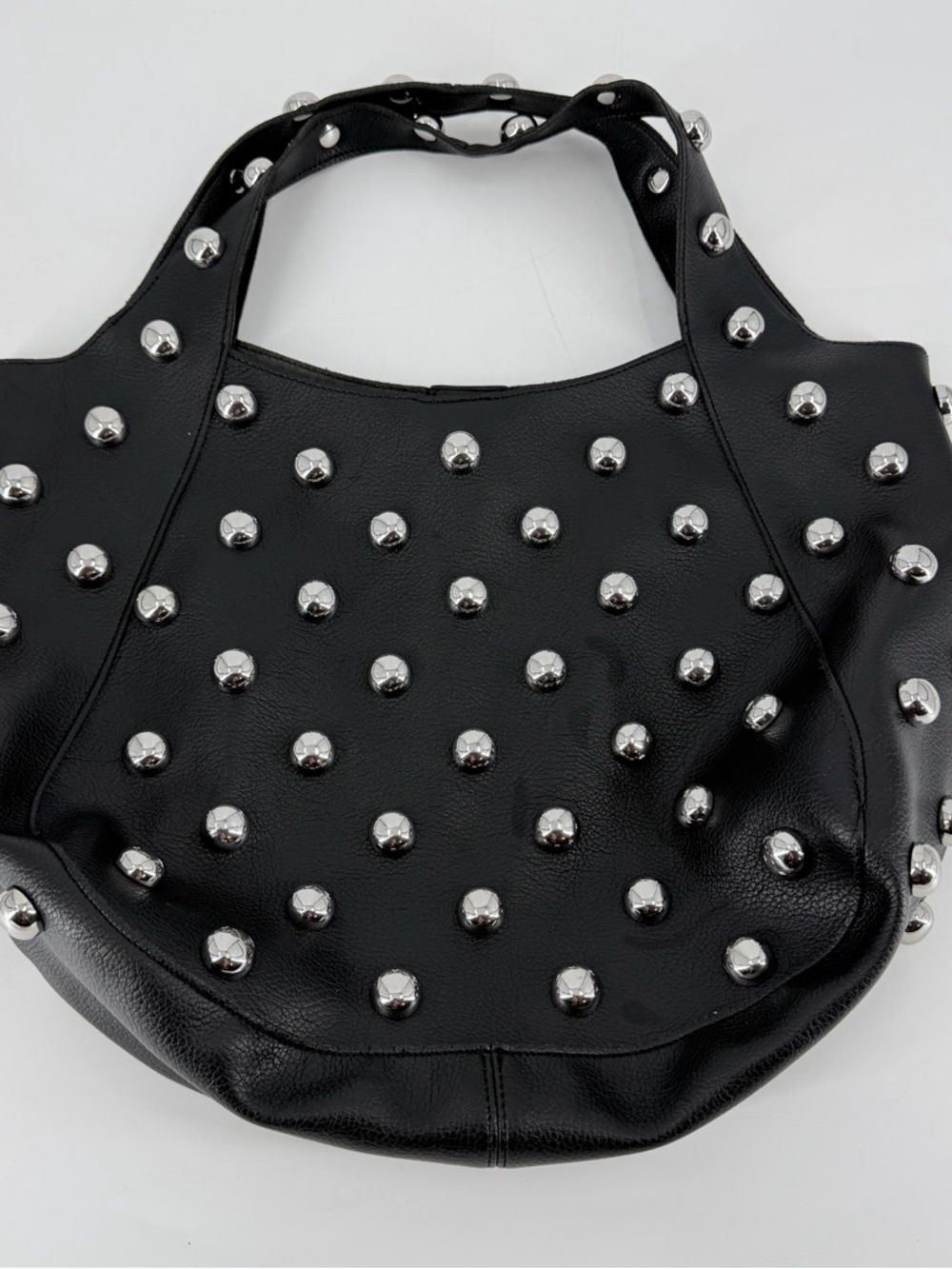 Anthropologie Sonia Medium Slouchy Studded Tote Bag Black Vegan Leather - Picture 5 of 10